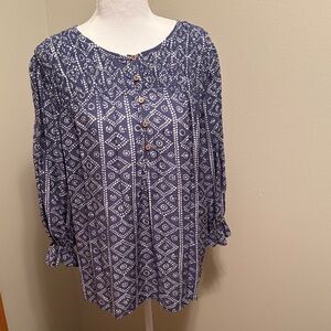 New Grand & Greene Geometric Peasant Blouse